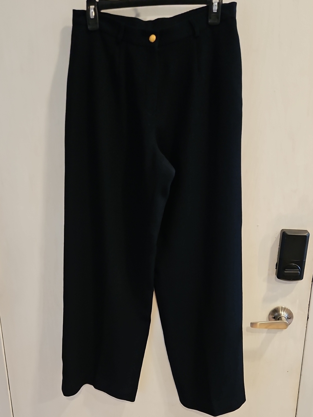 LAUREN Ralph Lauren Vintage Navy Worsted Wool Wide Leg Pants 10 - Picture 4 of 7